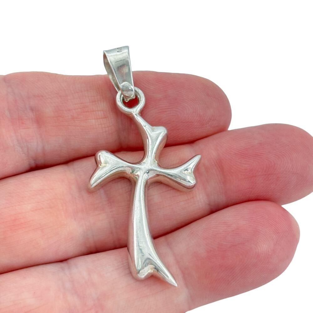 Vintage Sterling Silver 925 Organic Cross Pendant